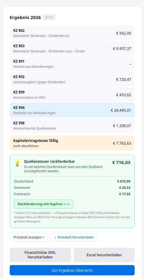 KapFrei Ergebnis – E1kv Kennzahlen und XML-Download