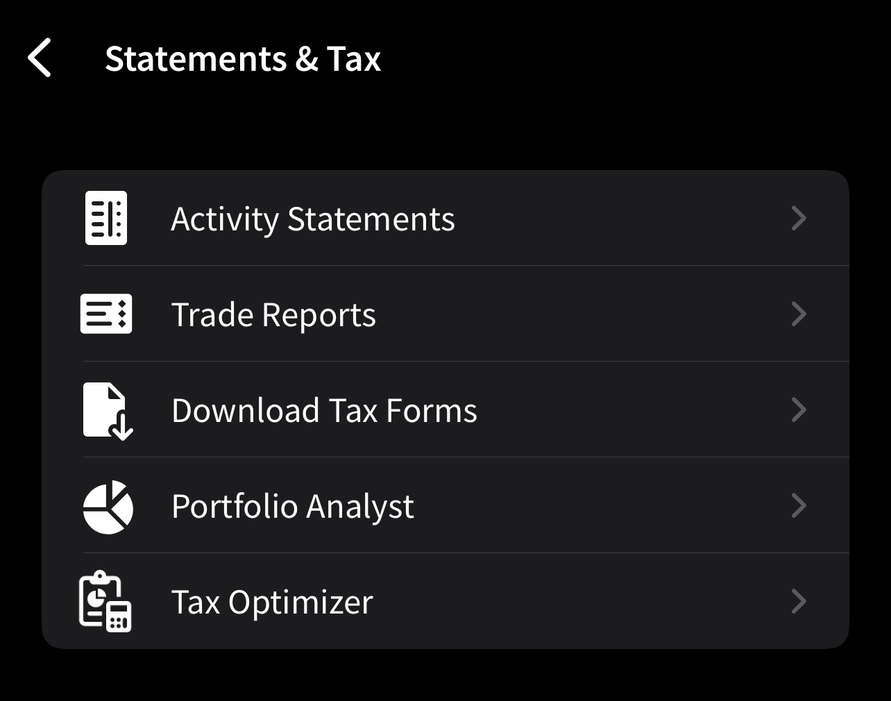 Statements & Tax Menü